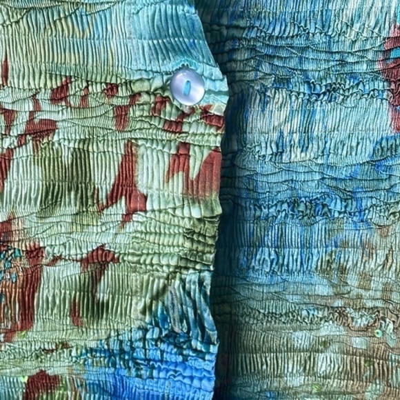 Alberto Makali top Iridescent crinkle sleeveless earth tones - Picture 4 of 9